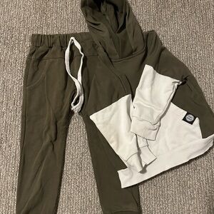Kids Olive and White Jogger Set